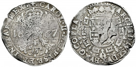 Charles II (1665-1700). 1 patagon. 1667. Bruges. (Vanhoudt-699). (Km-63). (Dav-4494). Ag. 27,75 g. Almost VF/VF. Est...170,00. 

Spanish Description...