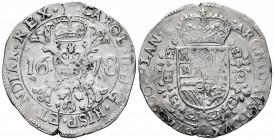 Charles II (1665-1700). 1 patagon. 1678. Bruges. (Tauler-3376). (Vti-440). (Vanhoudt-698.BG). Ag. 27,59 g. Slighty visible mintmark. VF/Choice VF. Est...