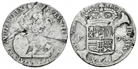 Charles II (1665-1700). 1698. Antwerpen. (Tauler-3255). (Vanhoudt-717 AN). (Vti-320). Ag. 5,13 g. Rare. Choice F. Est...75,00. 

Spanish Description...