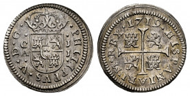 Philip V (1700-1746). 1/2 real. 1719. Cuenca. JJ. (Cal-104). Ag. 1,40 g. Legend PHILIPPVS. Minor hariline on reverse. XF. Est...80,00. 

Spanish Des...