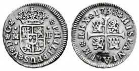 Philip V (1700-1746). 1/2 real. 1738. Madrid. JF. (Cal-185). Ag. 1,41 g. VF. Est...50,00. 

Spanish Description: Felipe V (1700-1746). 1/2 real. 173...