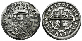 Philip V (1700-1746). 2 reales. 1725. Sevilla. J. (Cal-983). Ag. 5,45 g. VF. Est...50,00. 

Spanish Description: Felipe V (1700-1746). 2 reales. 172...