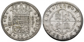Luis I (1724). 2 reales. 1724. Segovia. F. (Cal-28). Ag. 5,91 g. Scarce. Choice VF. Est...350,00. 

Spanish Description: Luis I (1724). 2 reales. 17...