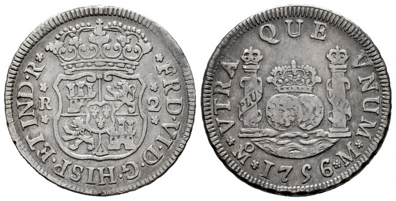 Ferdinand VI (1746-1759). 2 reales. 1756. Mexico. M. (Cal-299). Ag. 6,69 g. VF. ...