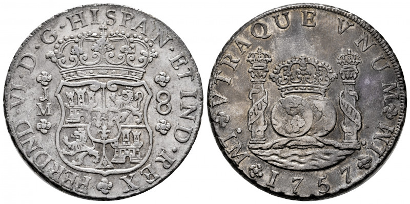 Ferdinand VI (1746-1759). 8 reales. 1757. Mexico. JM. (Cal-464). Ag. 26,94 g. Sl...