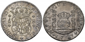 Ferdinand VI (1746-1759). 8 reales. 1759. Lima. JM. (Cal-467). Ag. 26,73 g. Soft tone. Slightly cleaned. Choice VF. Est...650,00. 

Spanish Descript...