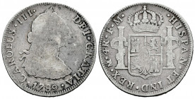 Charles III (1759-1788). 4 reales. 1789. Mexico. FM. (Cal-903). Ag. 12,88 g. Very scarce. F. Est...140,00. 

Spanish Description: Carlos III (1759-1...