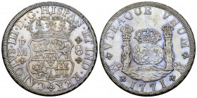 Charles III (1759-1788). 8 reales. 1771. Mexico. FM. (Cal-1103). Ag. 26,88 g. Rubbed. Lightly toned. It retains some minor luster. Almost XF. Est...60...
