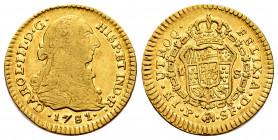 Charles III (1759-1788). 1 escudo. 1781. Popayan. SF. (Cal-1426). (Restrepo-54-21). Au. 3,34 g. A good sample for this type. Scarce. VF/Choice VF. Est...