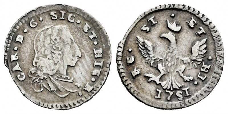 Charles III (1759-1788). 1/2 tari. 1751. Palermo. (Tauler-3691). (Vti-18). (Mir-...