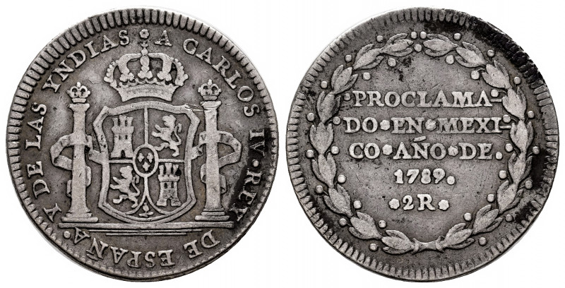 Charles IV (1788-1808). Proclamation with value 2 reales. 1789. Mexico. (Ha-163 ...