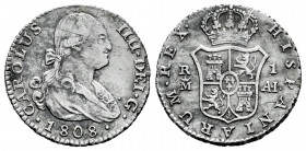 Charles IV (1788-1808). 1 real. 1808. Madrid. AI. (Cal-426). Ag. 2,96 g. Irregular patina. Minor marks. Choice VF. Est...45,00. 

Spanish Descriptio...