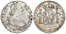 Charles IV (1788-1808). 2 reales. 1794. Guatemala. M. (Cal-551). Ag. 6,58 g. Cleaned obverse. Magnificent reverse. Scarce. Almost XF/Almost MS. Est......