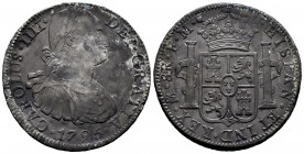 Charles IV (1788-1808). 8 reales. 1795. Mexico. FM. (Cal-958). Ag. 26,86 g. Minor rust. Patina. VF/Choice VF. Est...50,00. 

Spanish Description: Ca...