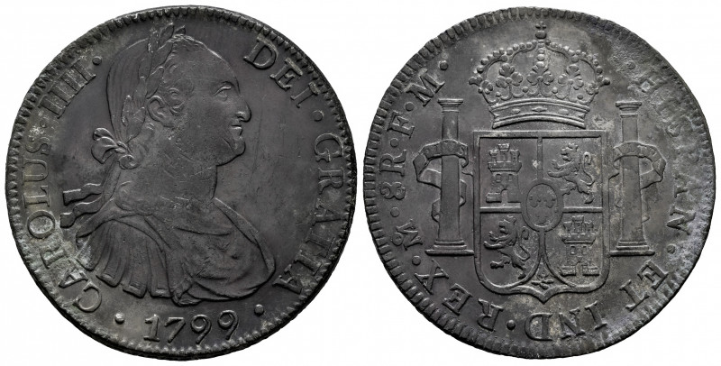 Charles IV (1788-1808). 8 reales. 1799. Mexico. FM. (Cal-963). Ag. 26,93 g. Part...