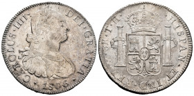 Charles IV (1788-1808). 8 reales. 1806. Mexico. TH. (Cal-984). Ag. 27,01 g. Most of original luster. XF. Est...300,00. 

Spanish Description: Carlos...