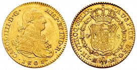 Charles IV (1788-1808). 2 escudos. 1801/791. Madrid. MF. (Cal-1300). Au. 6,68 g. Overdate. It retains some minor luster. XF. Est...500,00. 

Spanish...