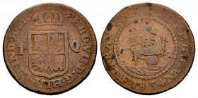 Ferdinand VII (1808-1833). 1 cuarto. 1834. Manila. (Cal-99). Ae. 4,95 g. "Posthumous" type. Rare. Choice F. Est...200,00. 

Spanish Description: Fer...