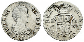 Ferdinand VII (1808-1833). 1 real. 1811. Cataluña (Tarragona or Mallorca). SF. (Cal-510). Ag. 2,89 g. Draped bust. Minor hairlines. Rare. Choice VF. E...