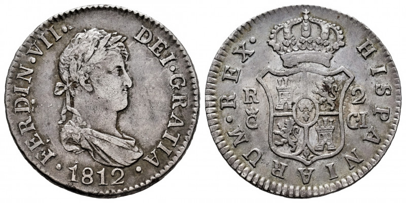 Ferdinand VII (1808-1833). 2 reales. 1812. Cadiz. CI. (Cal-727). Ag. 5,80 g. VF....