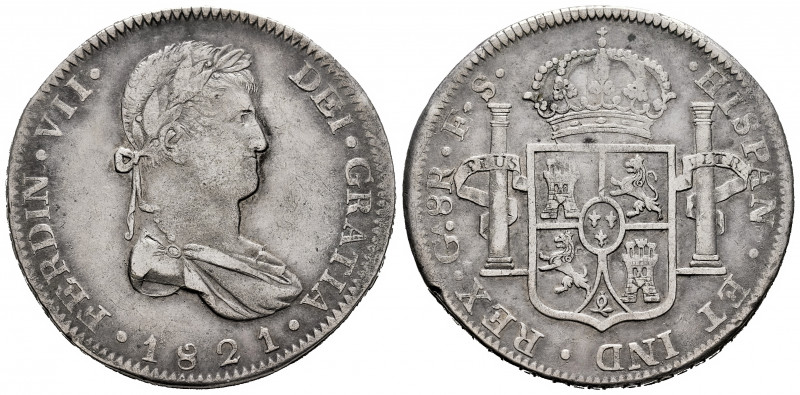 Ferdinand VII (1808-1833). 8 reales. 1821. Guadalajara. FS. (Cal-1210). Ag. 26,8...