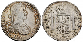 Ferdinand VII (1808-1833). 8 reales. 1809. Mexico. TH. (Cal-1308). Ag. 26,77 g. Imaginary bust. Almost VF. Est...100,00. 

Spanish Description: Fern...