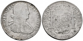 Ferdinand VII (1808-1833). 8 reales. 1810. Mexico. HJ. (Cal-1314). Ag. 26,67 g. Imaginary bust. Scratches. Rust. Choice F. Est...70,00. 

Spanish De...