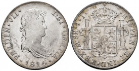 Ferdinand VII (1808-1833). 8 reales. 1816/5. Mexico. JJ. (Cal-1330). Ag. 26,75 g. Overdate. Choice F. Est...60,00. 

Spanish Description: Fernando V...