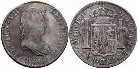 Ferdinand VII (1808-1833). 8 reales. 1818. Mexico. JJ. (Cal-1333). Ag. 26,92 g. Choice F. Est...50,00. 

Spanish Description: Fernando VII (1808-183...