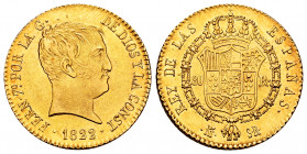 Ferdinand VII (1808-1833). 80 reales. 1822. Madrid. SR. (Cal-1641). Au. 6,72 g. "Cabezon" type. XF. Est...450,00. 

Spanish Description: Fernando VI...