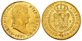 Ferdinand VII (1808-1833). 2 escudos. 1825. Sevilla. JB. (Cal-1683). Au. 6,75 g. Minor planchet flaw. Some original luster remaining. Choice VF/XF. Es...