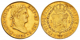 Ferdinand VII (1808-1833). 2 escudos. 1830. Sevilla. JB. (Cal-1688). Au. 6,75 g. Minor nick on edge. Choice VF/Almost XF. Est...375,00. 

Spanish De...