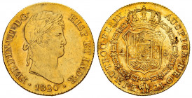Ferdinand VII (1808-1833). 4 escudos. 1820. Madrid. GJ. (Cal-1716). Au. 13,49 g. Slightly cleaned obverse. Orange tone. It retains some minor luster. ...