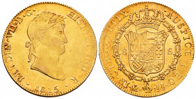 Ferdinand VII (1808-1833). 8 escudos. 1815. Mexico. JJ. (Cal-1792). (Cal onza-1262). Au. 27,00 g. It retains some minor luster. Choice VF/Almost XF. E...