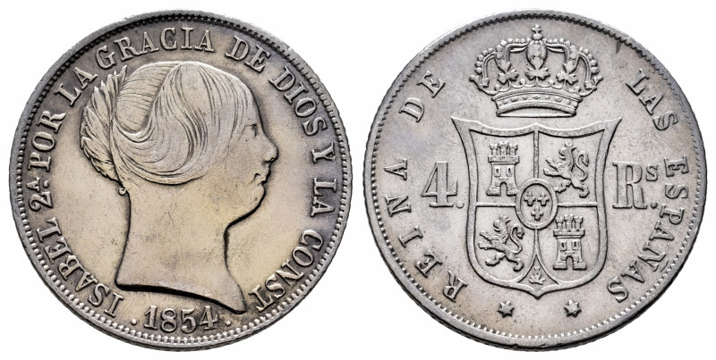 Elizabeth II (1833-1868). 4 reales. 1854. Madrid. (Cal-427). Ag. 5,11 g. Cleaned...