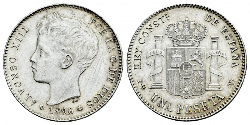 Centenary of the Peseta (1868-1931). Alfonso XIII (1886-1931). 1 peseta. 1896*18...