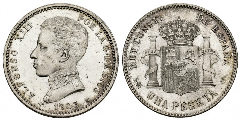 Centenary of the Peseta (1868-1931). Alfonso XIII (1886-1931). 1 peseta. 1903 *1...