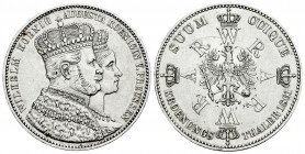 Germany. Prussia. Wilhelm I. 1 thaler. 1861. (Jaeger-87). (AKS-116). (Dav-778). Ag. 18,36 g. Coronation of Wilhelm and Augusta. Punch marks. Choice VF...