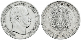 Germany. Prussia. Wilhelm I. 5 mark. 1876. Frankfurt. C. (Jaeger-97). Ag. 27,45 g. Almost VF. Est...40,00. 

Spanish Description: Alemania. Prussia....
