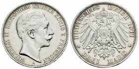 Germany. Prussia. Wilhelm II. 3 mark. 1911. Berlin. A. (Km-527). Ag. 16,64 g. Original luster. Slightly cleaned obverse. XF/AU. Est...35,00. 

Spani...