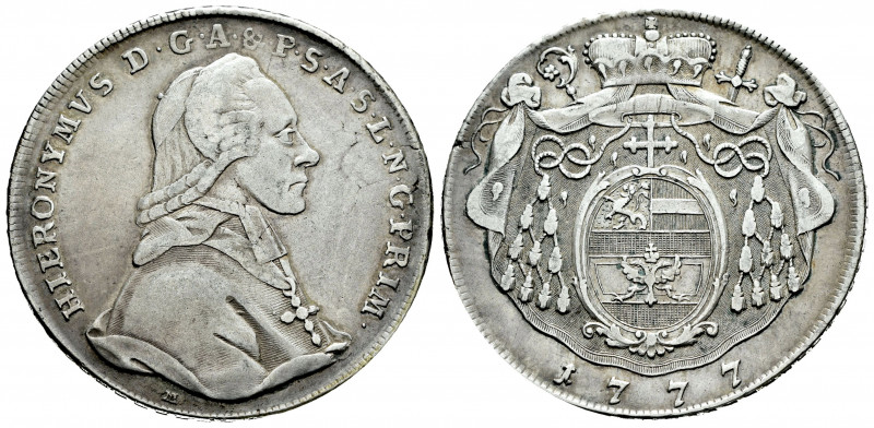 Austria. Salzburg. Hieronymus Graf Colloredo. 1 thaler. 1777. M. (Km-435). (Dav-...