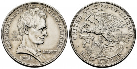 United States. Half dollar. 1918. Illinois. (Km-143). Ag. 12,45 g. Illinois Centennial. Mint state. Est...220,00. 

Spanish Description: Estados Uni...