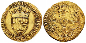 France. Charles VI. Ecu d´or à la couronne. (1380-1422). (Dav-369). (Fried-291). Au. 3,98 g. Choice VF. Est...900,00. 

Spanish Description: Francia...