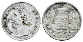 France. Charles X. 1/2 franc. 1929. Rouen. B. (Gad-402). Ag. 2,55 g. Scarce. Choice VF. Est...160,00. 

Spanish Description: Francia. Charles X. 1/2...