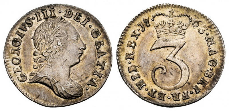 Great Britain. George III. 3 pence. 1763. (Km-591). Ag. 1,53 g. Toned. It retain...