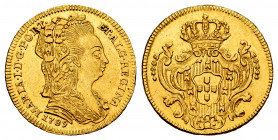 Portugal. Maria I. 1/2 escudo. 1789. Lisbon. (Km-296). (Gomes-22.01). (Fried-119). Au. 1,73 g. It was encapsulated by NGC as MS 61, no. 4628769-005. R...