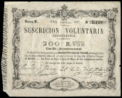 200 reales de vellón. 1871. (Ed-203). May 30, II Peilz tour issue. Series B. Breaks. Dry stamp. Choice VF. Est...300,00. 

Spanish Description: 200 ...