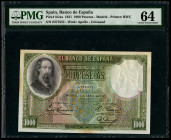 1.000 pesetas. 1931. Madrid. (Ed-362). (P-84A). April 25, Jose Zorrilla. Without serie. Stains. Slabbed by PMG as Choice Uncirculated 64. Est...700,00...