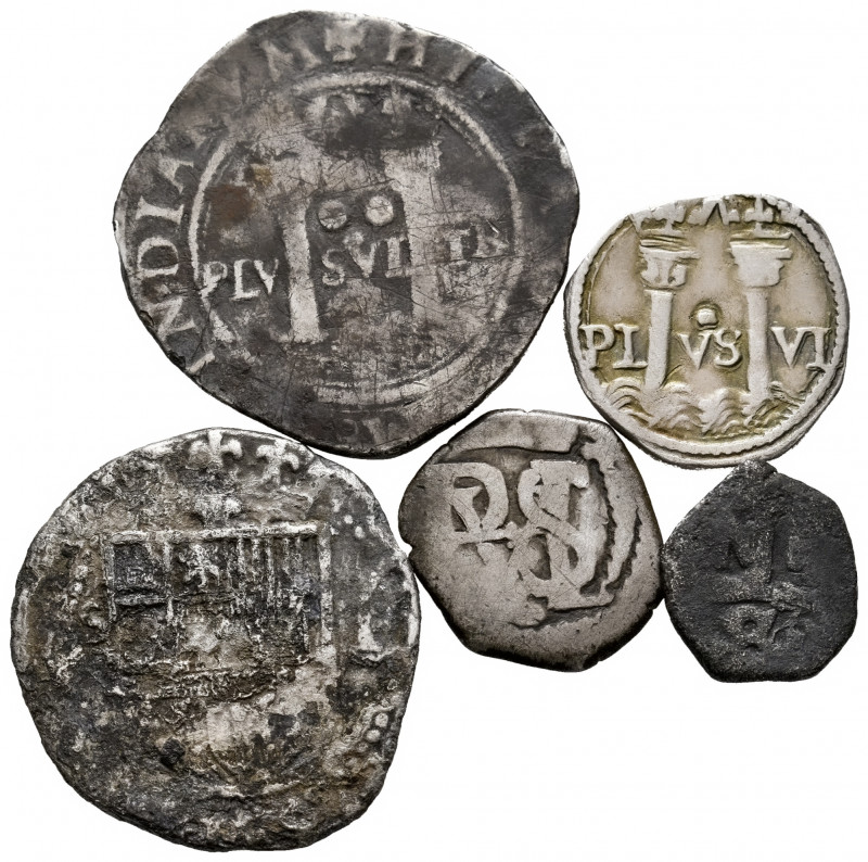 Lot of 5 coins of the Spanish Monarchy. Different values and mints of Juana and ...