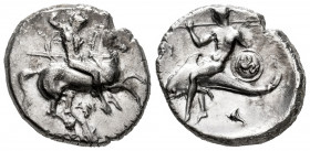 Calabria. Tarentum. Nomos. 302-290 BC. Struck under the magistrates Dai... and Phi... (HN III 935). (Fischer-Bossert Group 77, 991 - V385/R762). (Vlas...